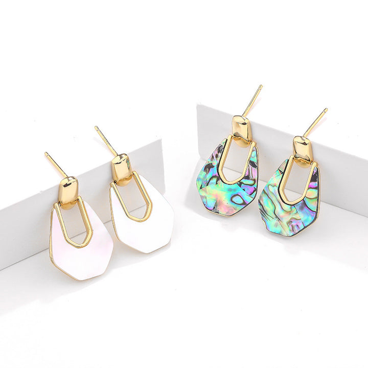 925 Sterling Silver Abalone Shell Earrings - Iridescent Paua Shell Drop Earrings.