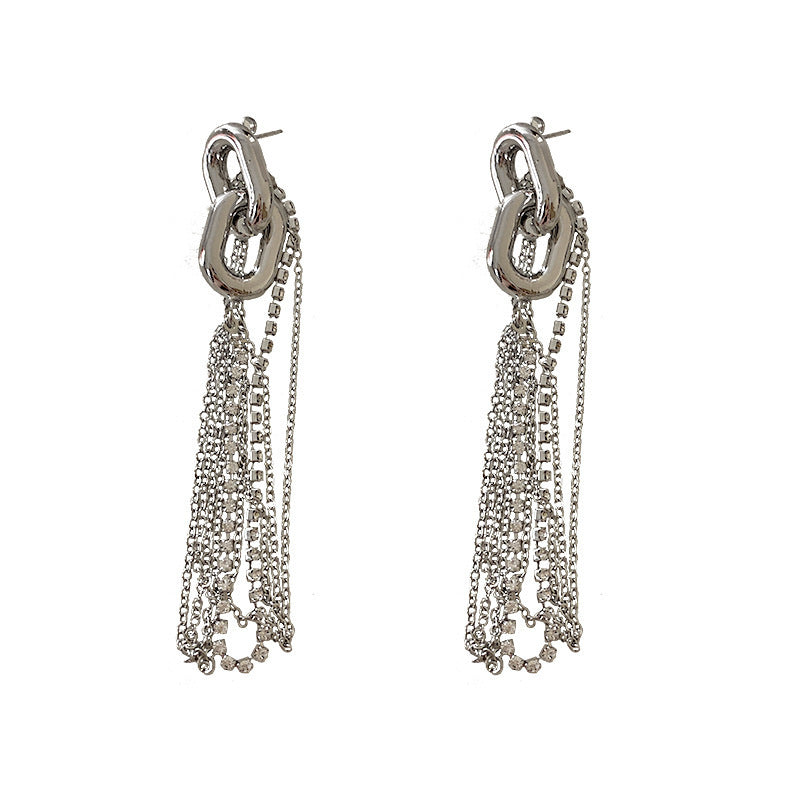 925 Sterling Silver Chain Drop Earrings - Long Threader Dangle Earrings.