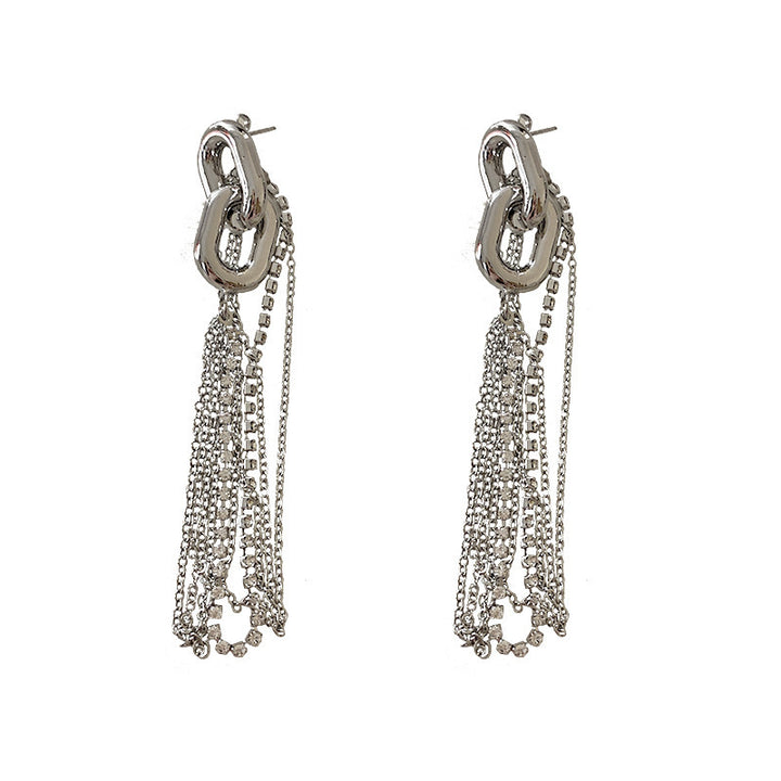 925 Sterling Silver Chain Drop Earrings - Long Threader Dangle Earrings.