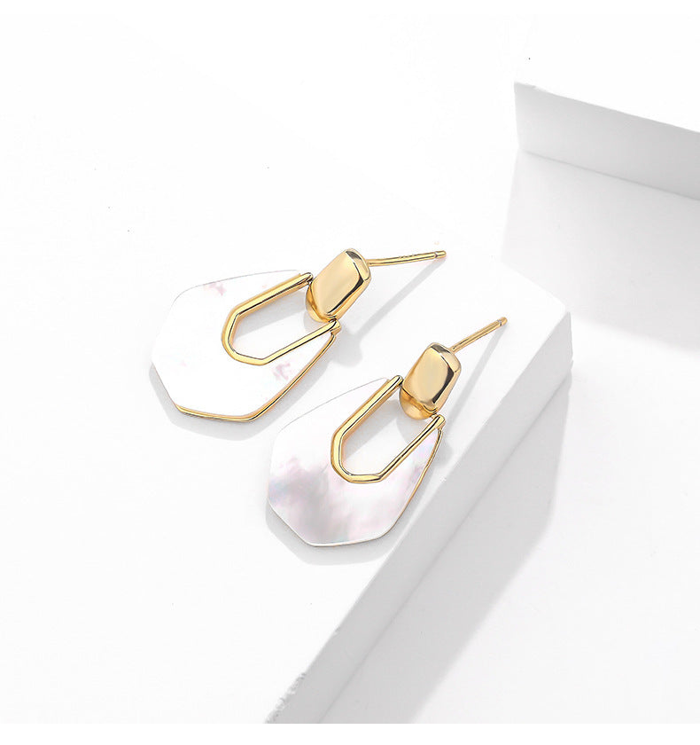 925 Sterling Silver Abalone Shell Earrings - Iridescent Paua Shell Drop Earrings.