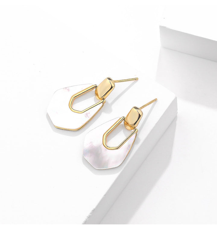 925 Sterling Silver Abalone Shell Earrings - Iridescent Paua Shell Drop Earrings.