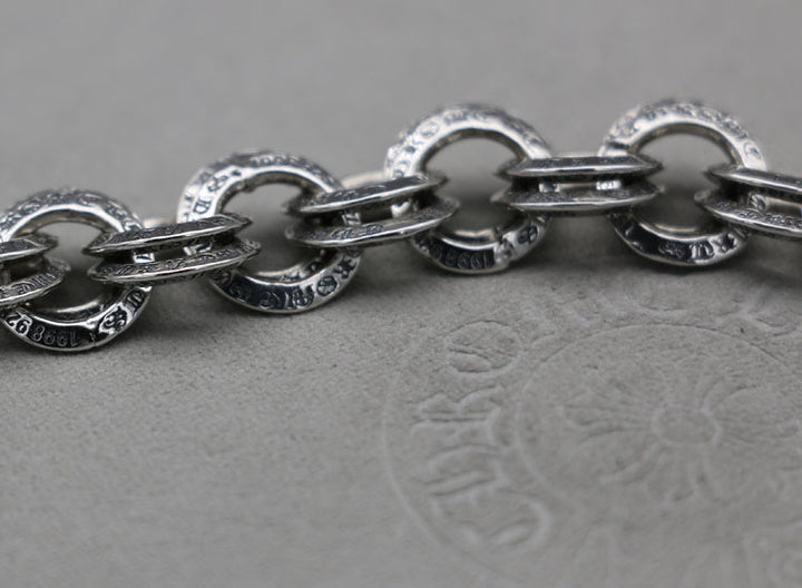 Punk Skull 925 Silver Bracelet | Gothic Ring Chain | UK