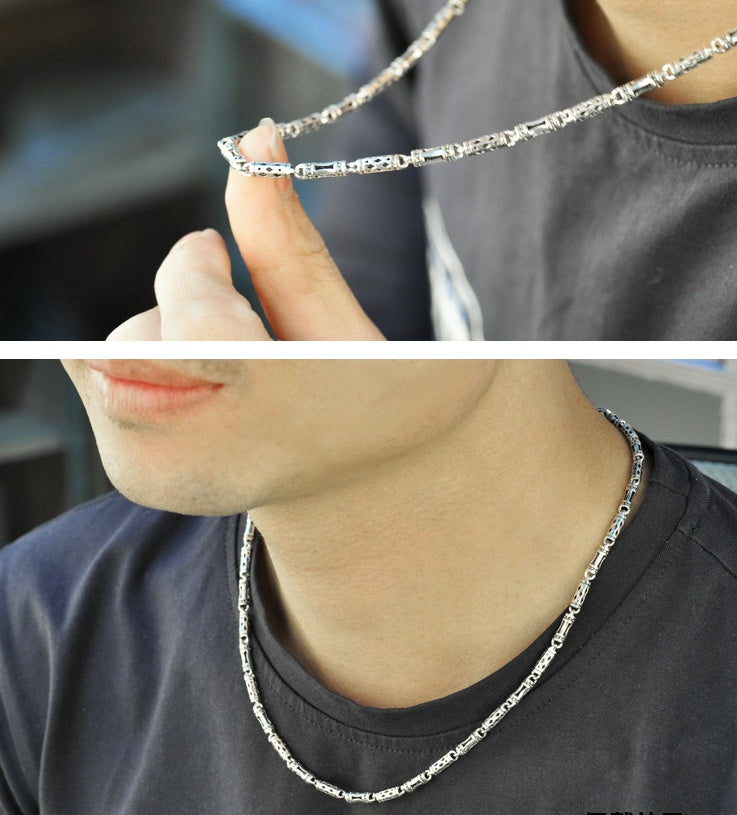925 Sterling Silver Men's Chain Necklace - Thick Retro Style Silver Chain.