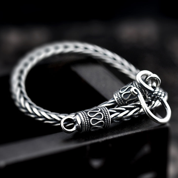 925 Sterling Silver Viking Bracelet - Braided Keel Chain Bracelet for Men.