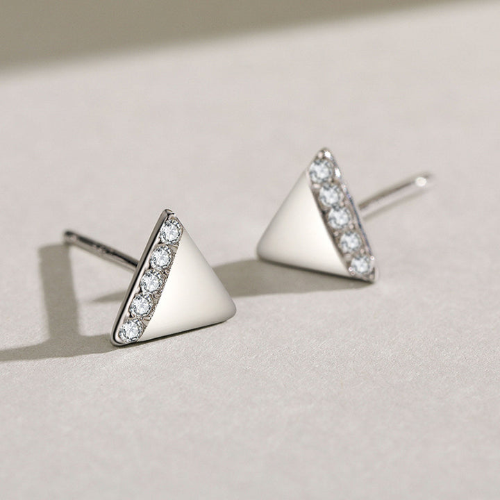 S925 Sterling Silver Micro Diamond Triangle Earrings