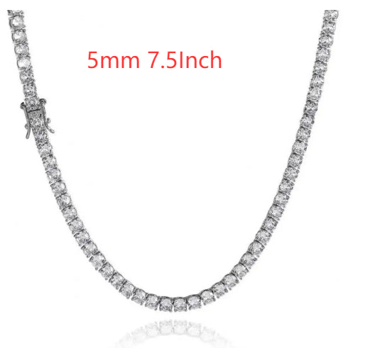 Tennis Chain 925 Silver CZ Stones 3mm 4mm 5mm Hip Hop Unisex