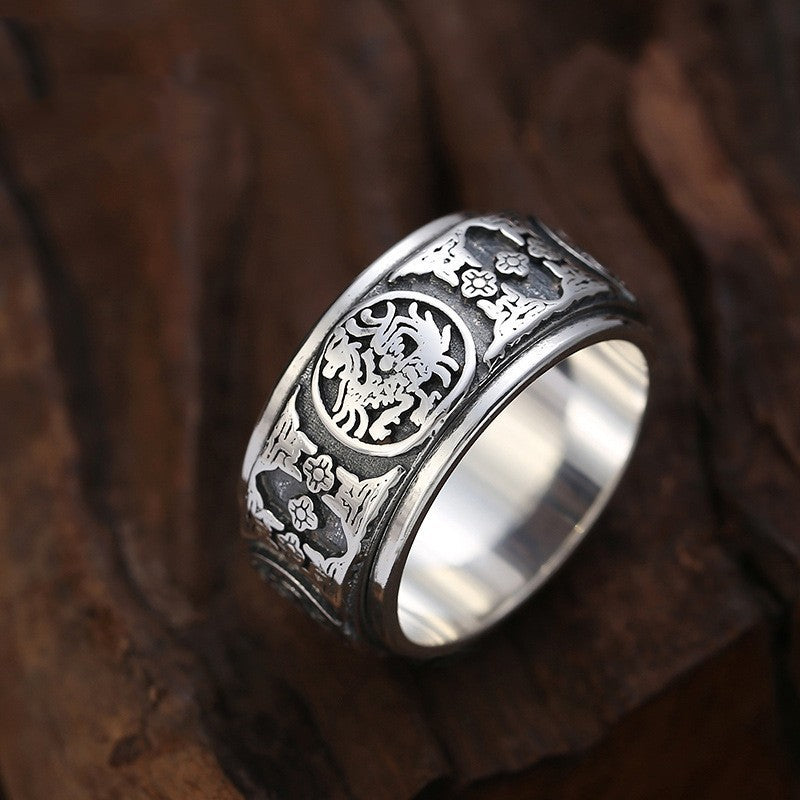 Sterling Silver Rotatable Ring For Men.