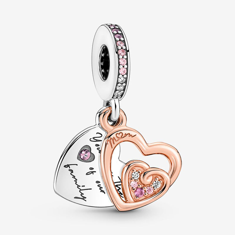 925 Sterling Silver Love Charm Beads - Heart Dangle Charms for Bracelets.