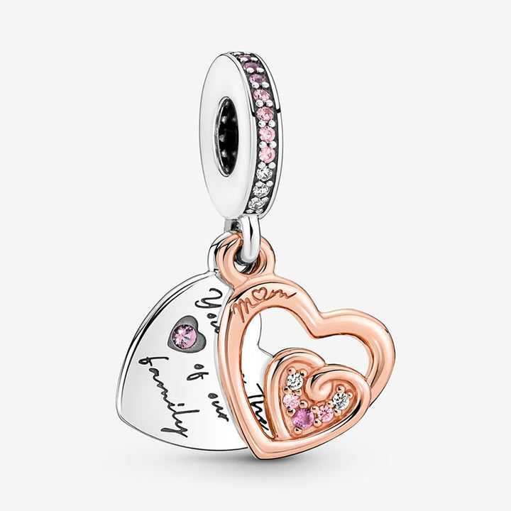 925 Sterling Silver Love Charm Beads - Heart Dangle Charms for Bracelets.