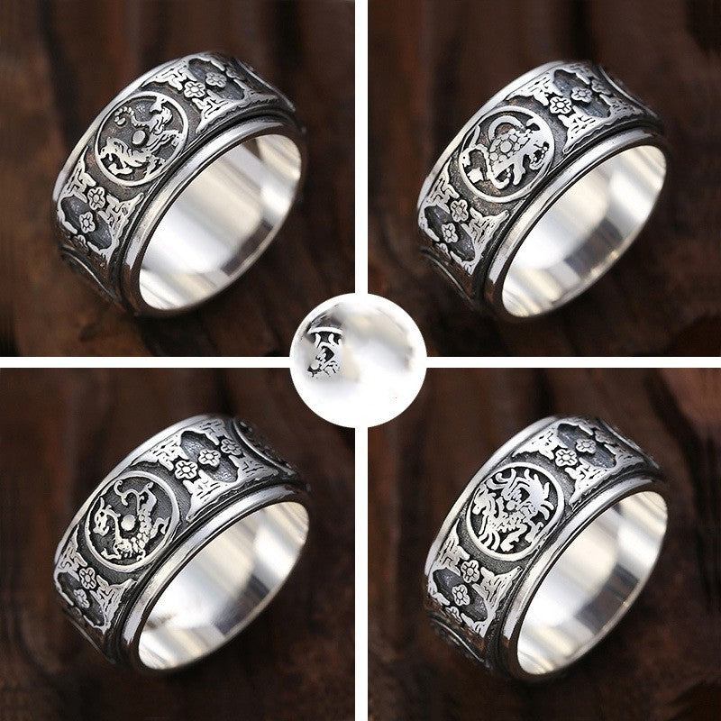 Sterling Silver Rotatable Ring For Men.