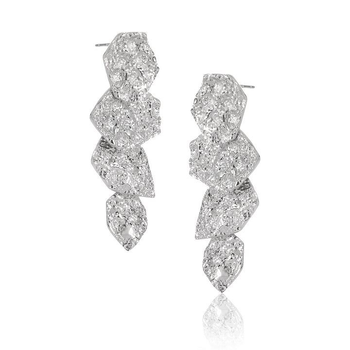 Geometric Tassel Drop Earrings | Rhodium Plated Sterling Silver 925