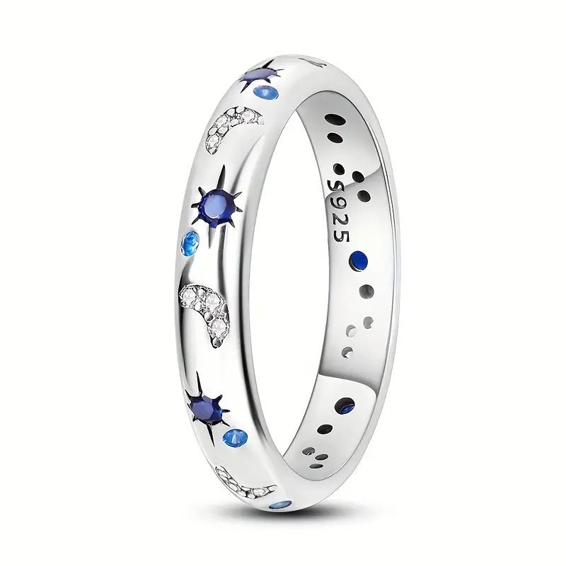 S925 Sterling Silver Bright Starry Ring For Men And Women.