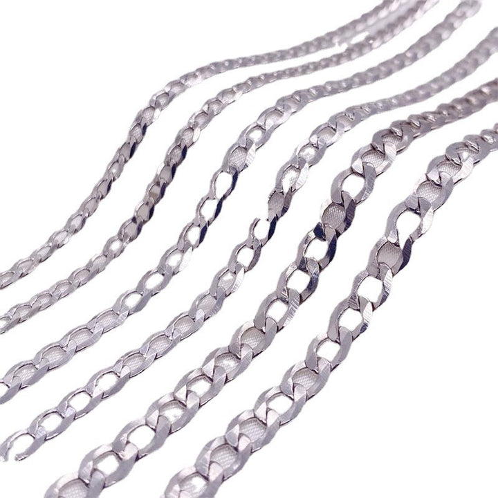 S925 Sterling Silver Simple Trendy Men's Curb Necklace Domineering Cuban Clavicle Chain.