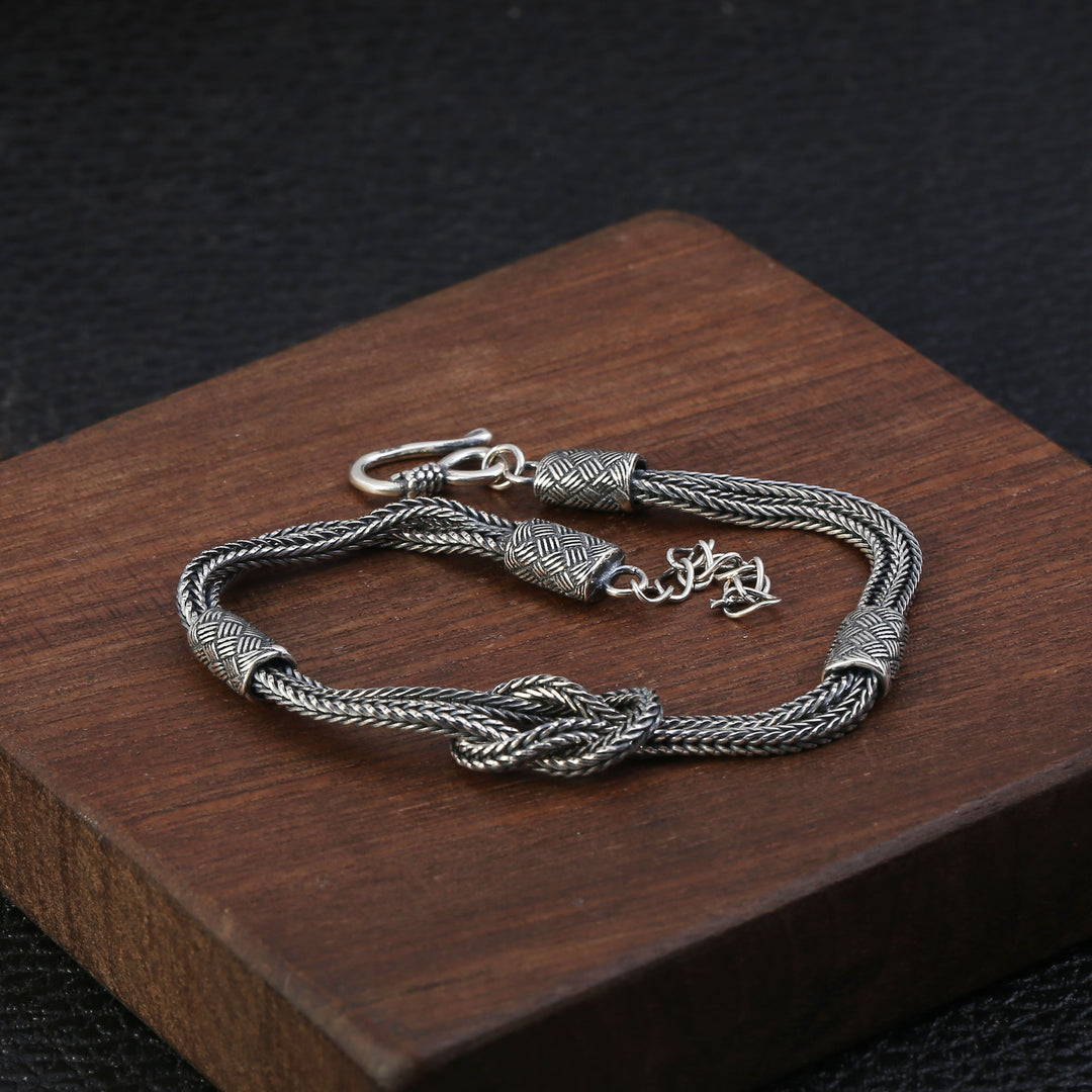925 Sterling Silver Infinity Knot Bracelet - Hand-Woven Thai Silver Bracelet.