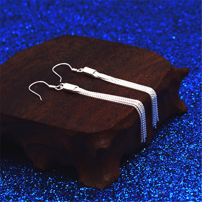 925 Sterling Silver Long Tassel Earrings - Ethnic Style Threader Earrings.