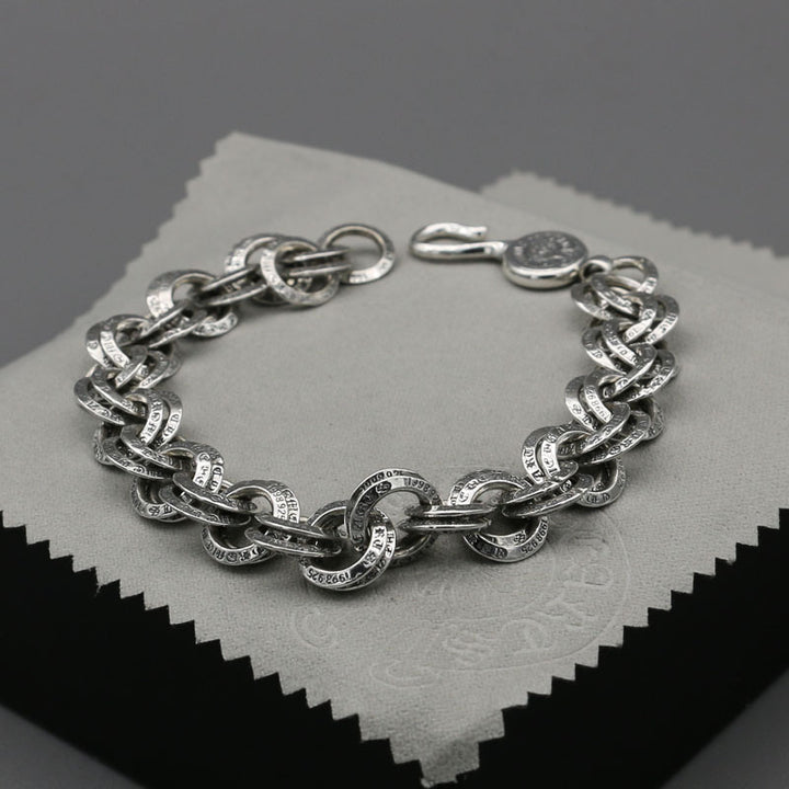 Punk Skull 925 Silver Bracelet | Gothic Ring Chain | UK