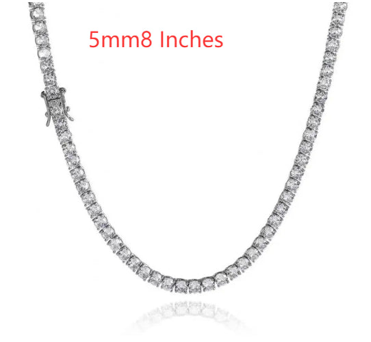 Tennis Chain 925 Silver CZ Stones 3mm 4mm 5mm Hip Hop Unisex