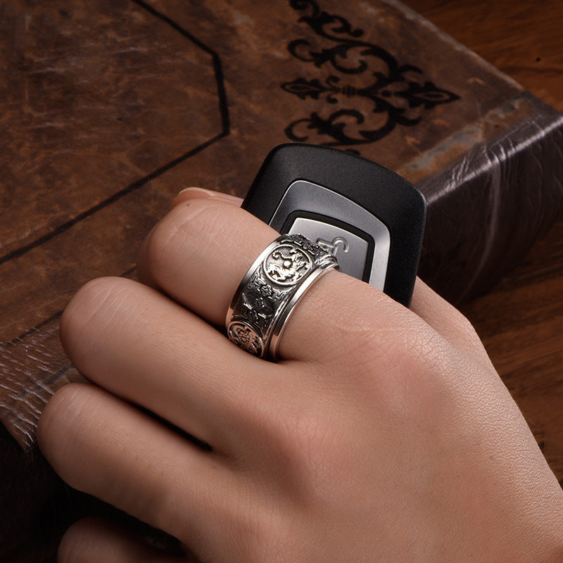 Sterling Silver Rotatable Ring For Men.