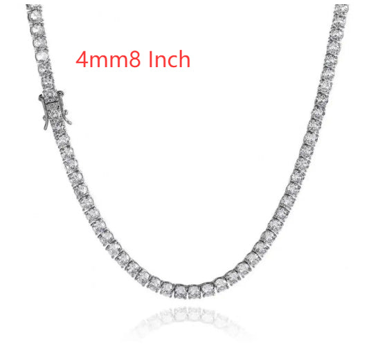 Tennis Chain 925 Silver CZ Stones 3mm 4mm 5mm Hip Hop Unisex