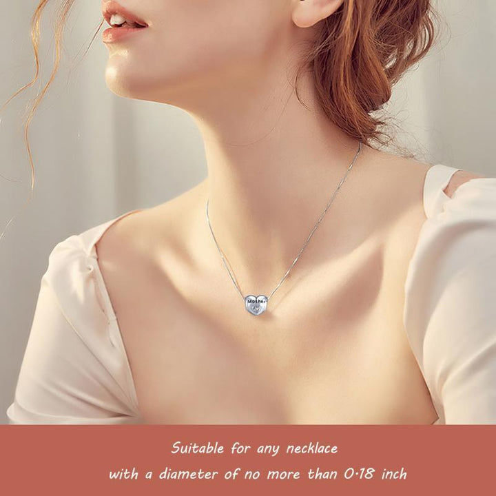 925 Sterling Silver Heart Zircon Bracelet Necklace Charm for Mother.