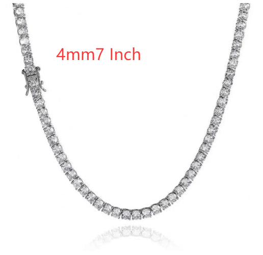 Tennis Chain 925 Silver CZ Stones 3mm 4mm 5mm Hip Hop Unisex