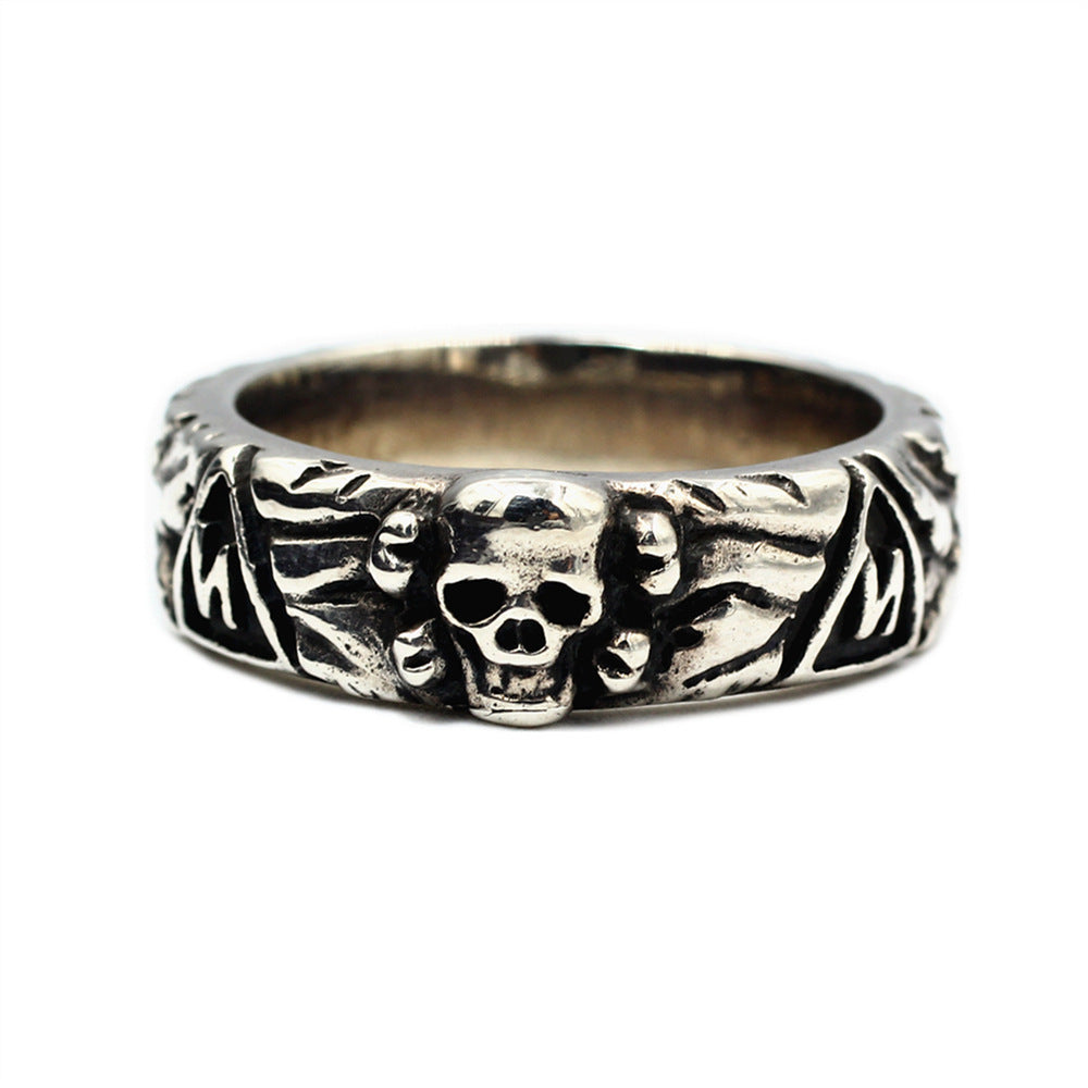 Mens Fashion Simple Sterling Silver Skull Ring.