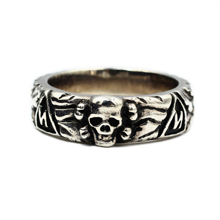 Mens Fashion Simple Sterling Silver Skull Ring.