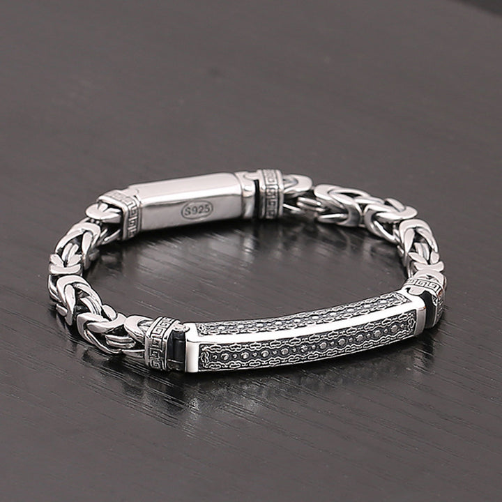 925 Sterling Silver Keel Chain Bracelet - Thai Silver Retro ID Bracelet.
