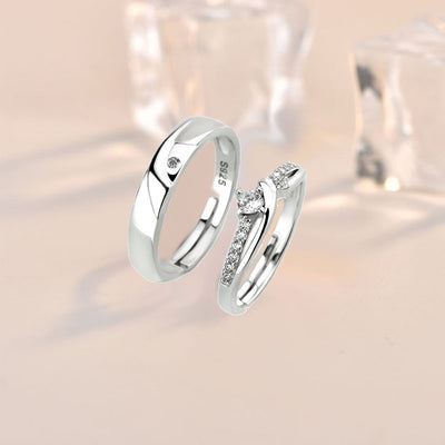 Simple Micro Setting CZ 925 Sterling Silver Adjustable Promise Ring