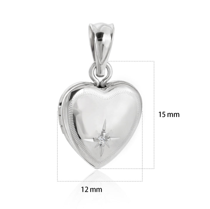 Classic Casual Shining CZ Star Drops 925 Sterling Silver Locket Necklace Pendant
