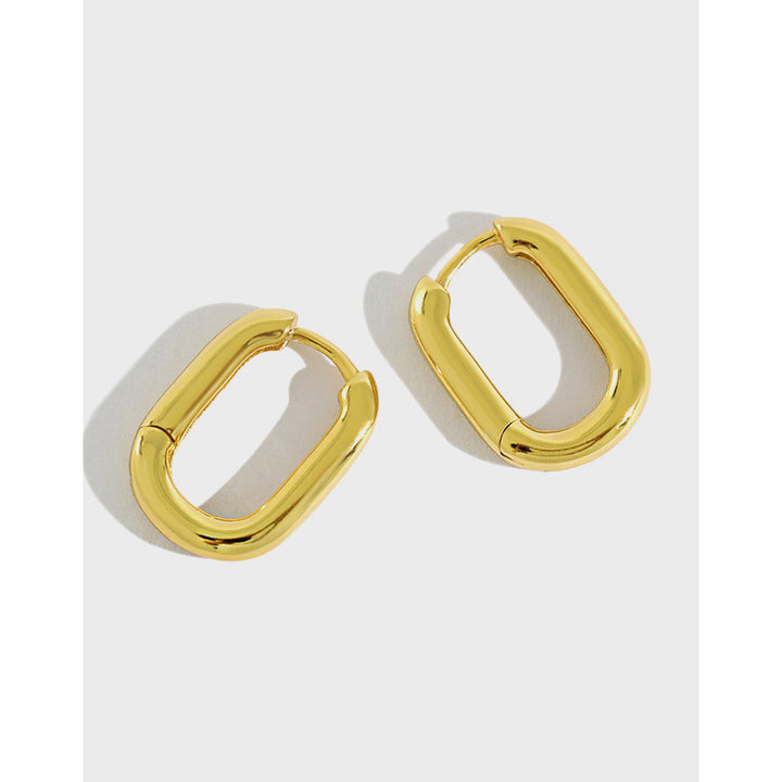 S925 sterling silver earrings with retro oval rings and circular ear buckles plated with gold and silver earrings