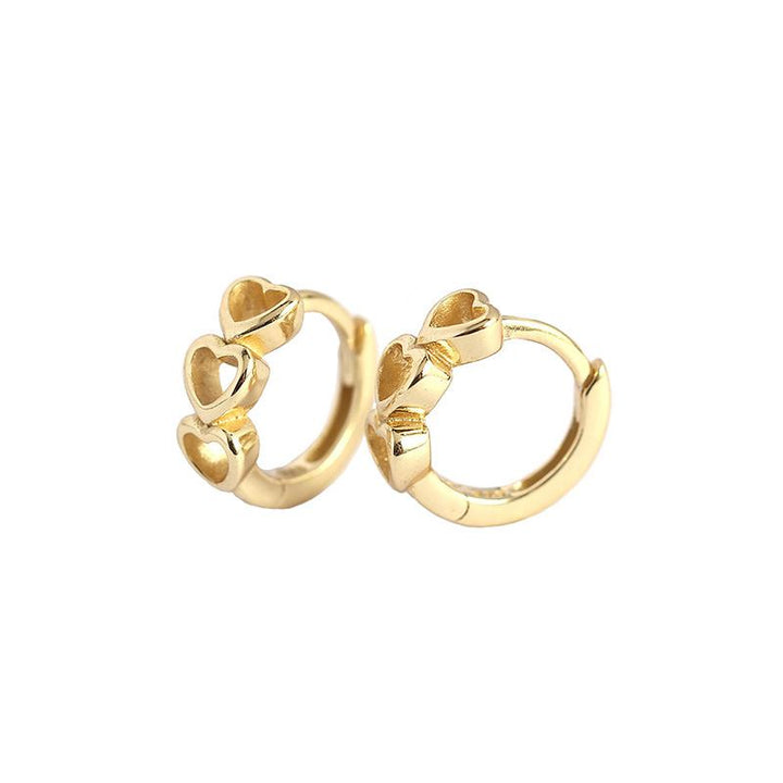 Girl Hollow Love Heart 925 Sterling Silver Huggie Hoop Earrings