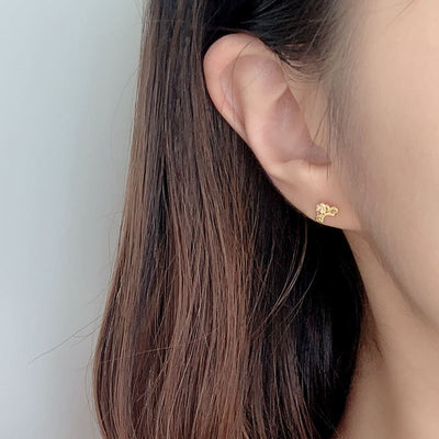 Sute Mini CZ Crown 925 Sterling Gold Stud Earrings
