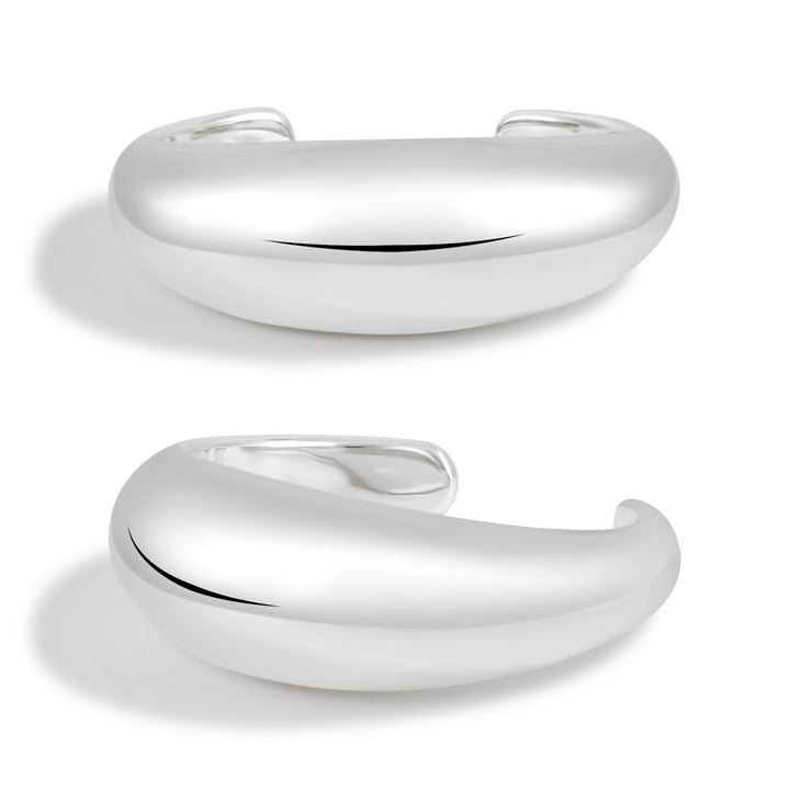 Women Simple Smooth Surface 999 Sterling Silver Golden Cuff Bracelet