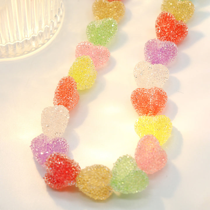 Sweet 925 Sterling Silver Colorful Heart Candy Bracelet.