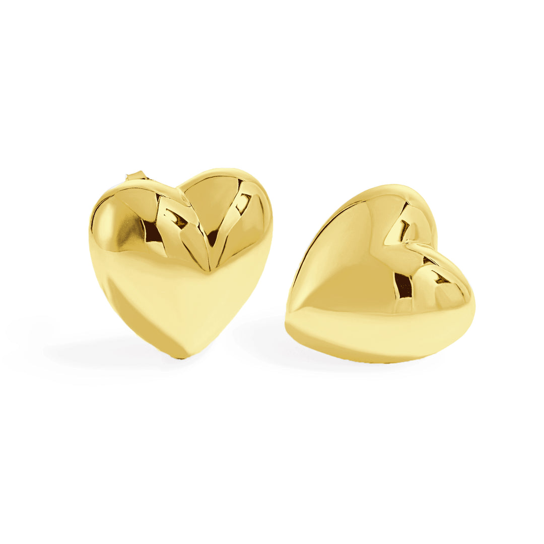 Statement Heart Stud Earrings 999 Sterling Silver - Large Heart Earrings Women
