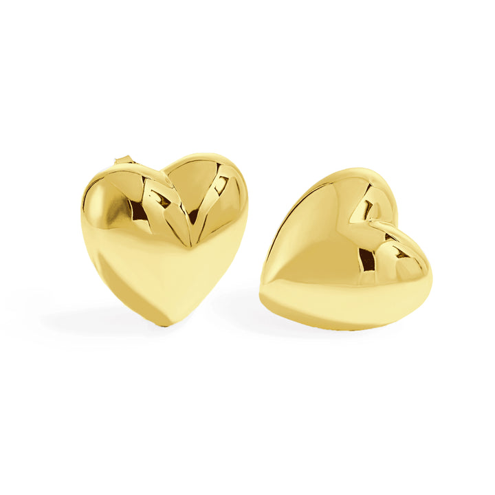 Statement Heart Stud Earrings 999 Sterling Silver - Large Heart Earrings Women