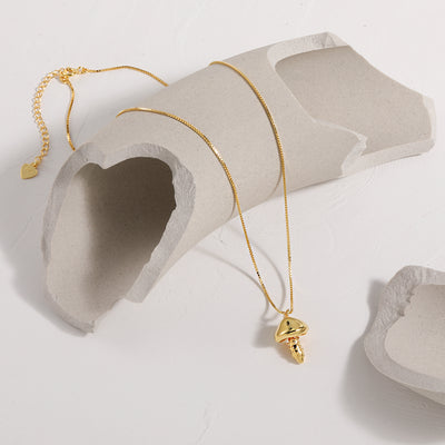 Women Fashion Jewelry Charming 999 Pure Silver Mini Cute Rivet Rods Mushroom Necklace