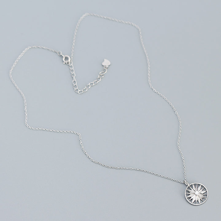 Holiday CZ Sunshine Awn Star 925 Sterling Silver Necklace
