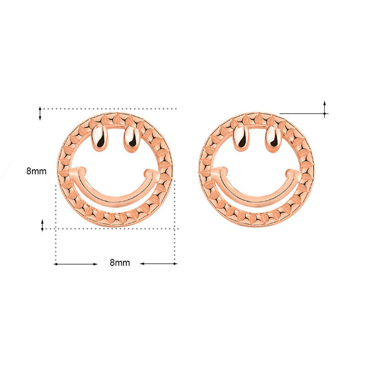 Cute Mini Smile Face 925 Sterling Silver Stud Earrings