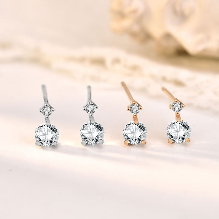 Classic Round CZ New 925 Sterling Silver Stud Earrings