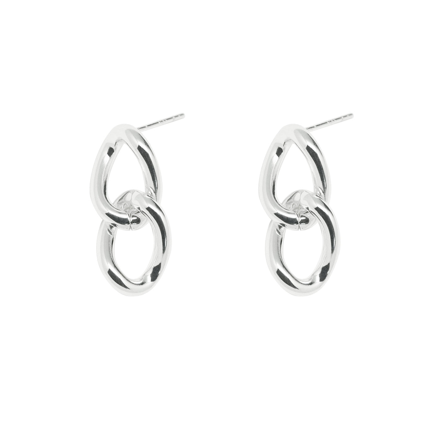 Casual Twist Double Loop 925 Sterling Silver Dangling Earrings