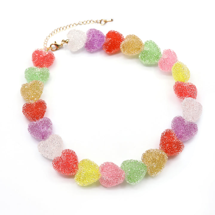 Sweet 925 Sterling Silver Colorful Heart Candy Bracelet.