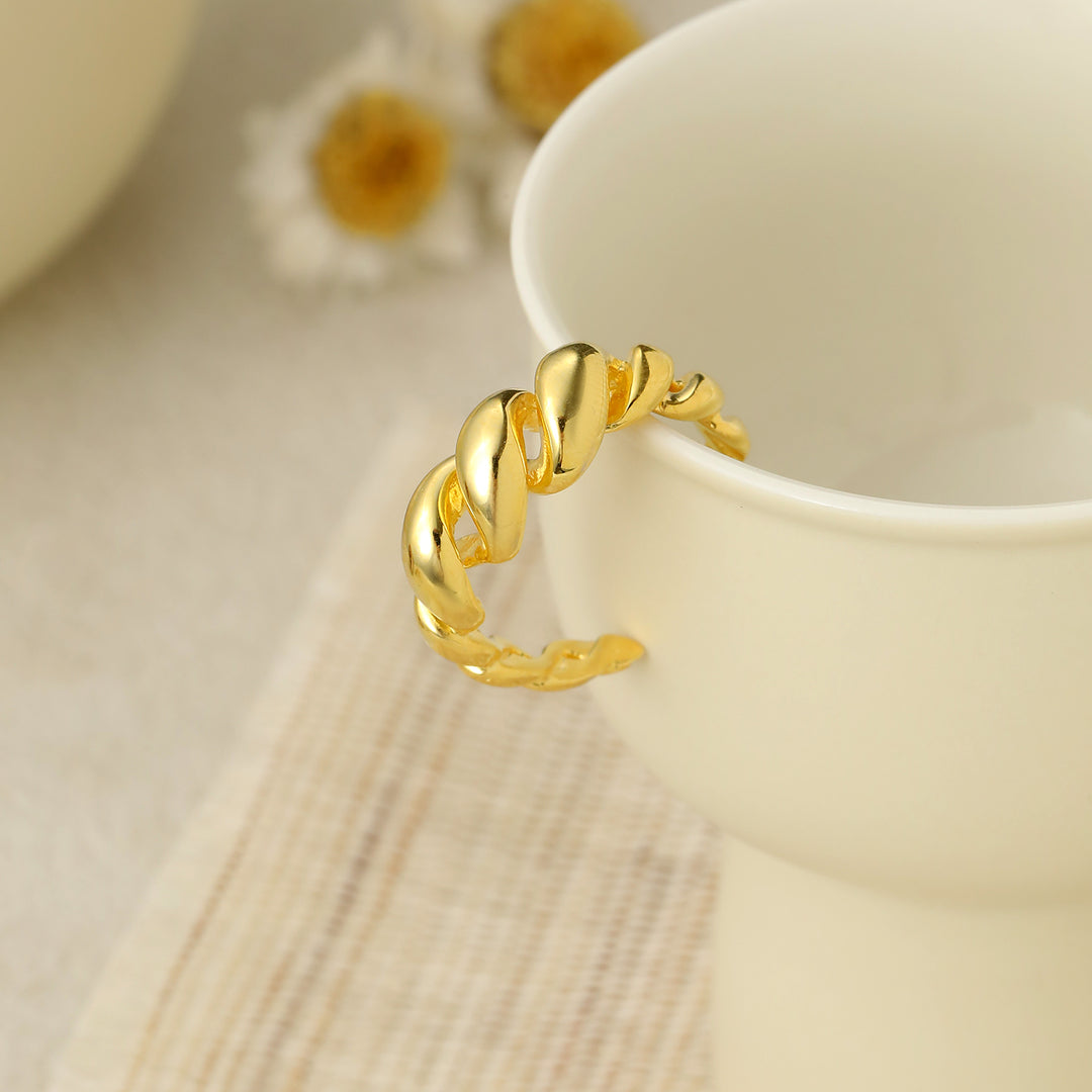 Simple Hollow Out Twisted Rope 925 Sterling Silver Adjustable Ring