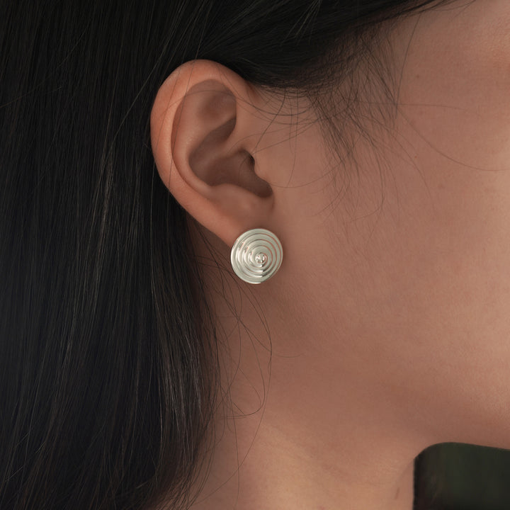 Geometry Spiral Snail Shell 925 Sterling Silver Stud Earrings