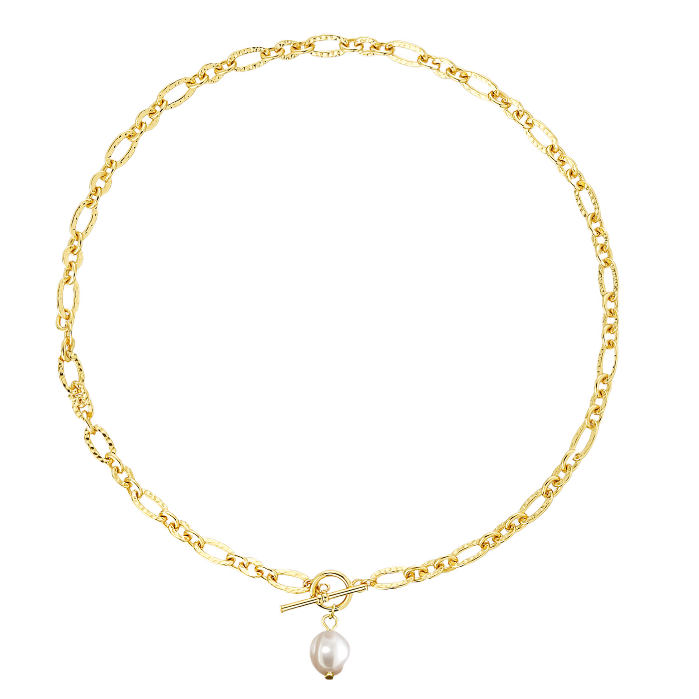 Simple Hollow Wave Oval Natural Pearl Chain 925 Sterling Silver Necklace
