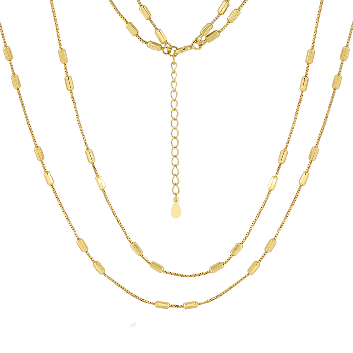 Double Layered Chain Necklace 925 Silver - Two Layer Paperclip Necklace for Women