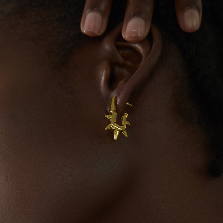 Bold 999 Pure Silver Electroforming Big U Shape Rivet Hollow Design Lightweight Women Daily Wear Statement Earrings