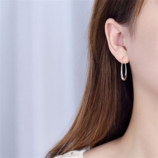 Geometry Hollow Circle Irregular 925 Sterling Hoop Earrings