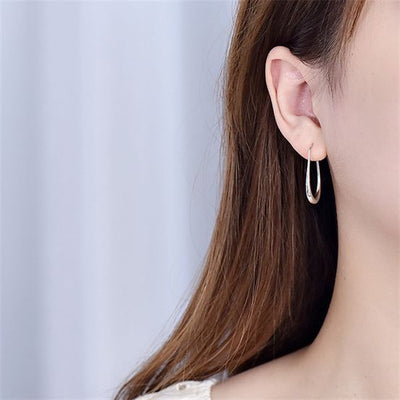 Geometry Hollow Circle Irregular 925 Sterling Hoop Earrings